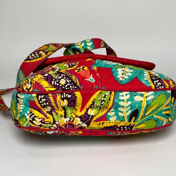 Vera Bradley Signature Double Zip Mailbag Crossbod Red Rumba Quilted Floral Bag - Picture 5 of 10